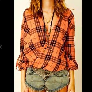 NUMPH PLAID TWIST BLOUSE